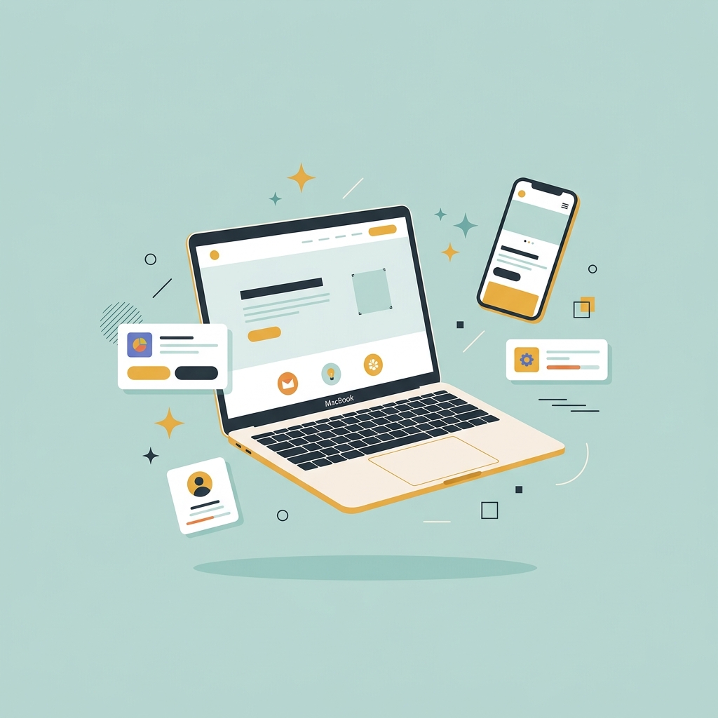 AI Web Design & Development — Digital workspace illustration